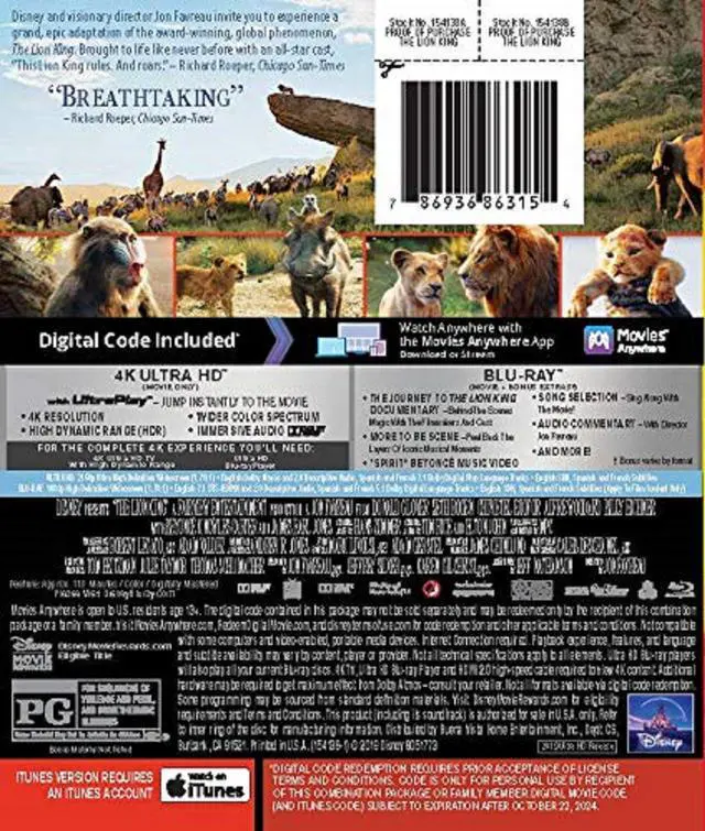 Alt view image 2 of 6 - Disney LION KING 2019 US/EC/UD1/BD1/UD [4K UHD]