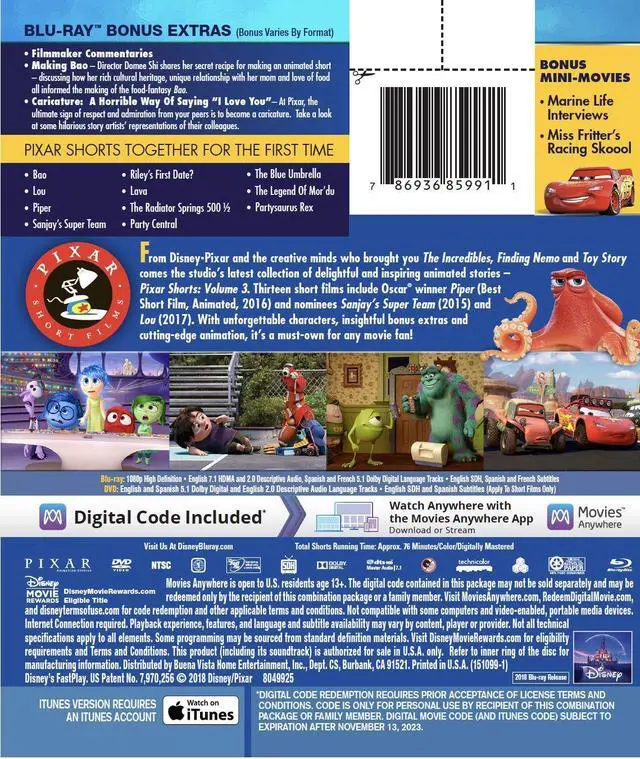 Alt view image 2 of 6 - PIXAR SHORT FILMS COLLECTION: VOLUME 3 (HOME VIDEO RELEASE)