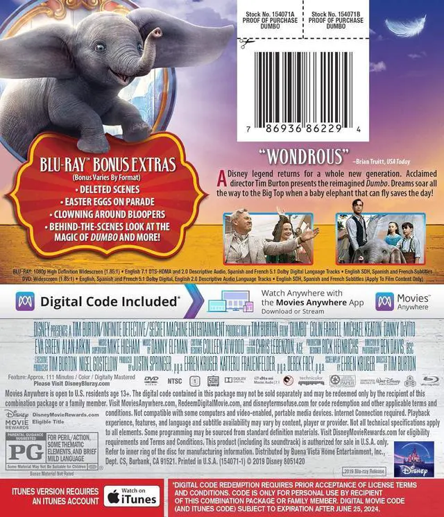 Alt view image 2 of 6 - Disney DUMBO [blu_ray] [2019]