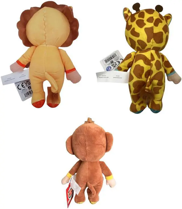 Alt view image 2 of 5 - Jazwares Cocomelon Animal Plush Toys Set of 3 Lion Monkey Giraffe JJ Dolls Soft 8" New