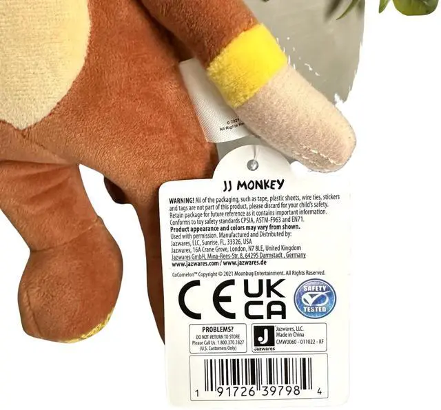 Alt view image 5 of 5 - Jazwares Cocomelon JJ Monkey Plush Doll 8-Inch Soft Stuffed Animal Toy Gift