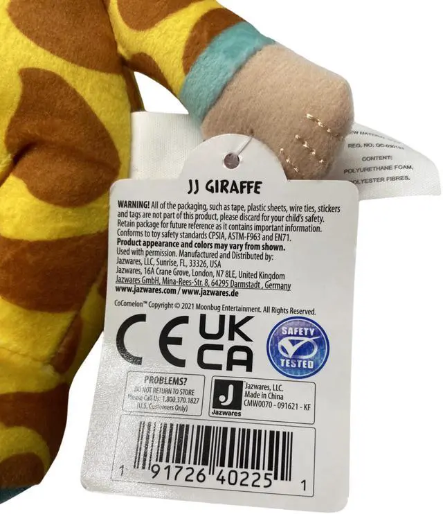 Alt view image 3 of 4 - Jazwares Cocomelon JJ Giraffe Plush Doll 8 Soft Stuffed Animal Toy Kids Gift
