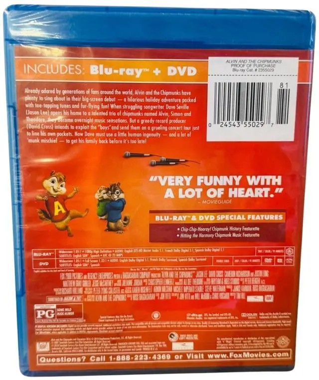 Alt view image 2 of 4 - 20th Century Fox Alvin and the Chipmunks Blu-ray + DVD Combo | Family Musical Comedy Movie with Special Features
