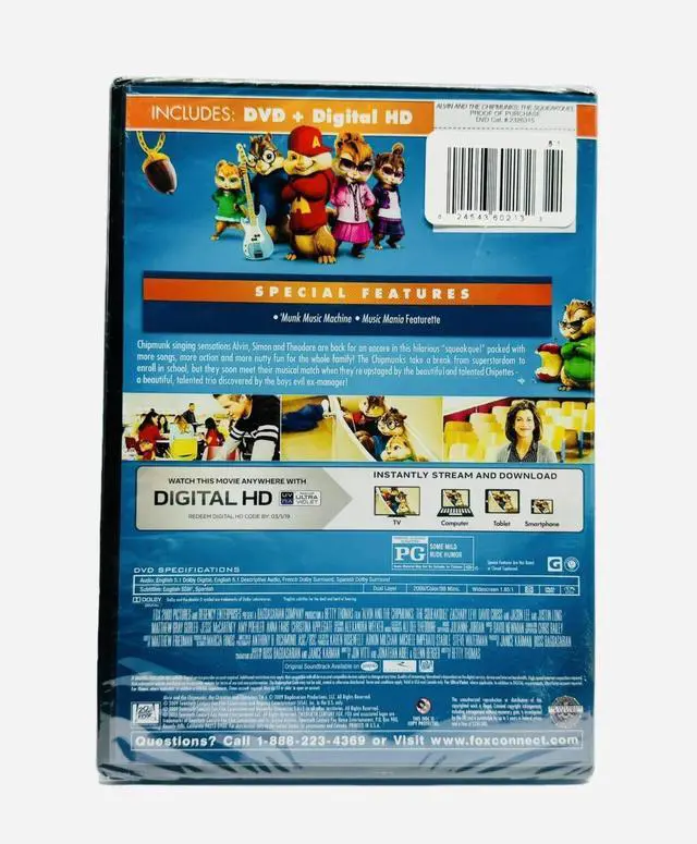 Alt view image 2 of 5 - 20th Century Fox Alvin and the Chipmunks The Squeakquel DVD + Digital HD | Family Comedy Sequel with Special Features