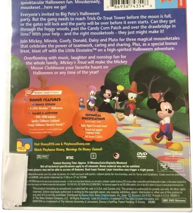 Alt view image 4 of 4 - Disney Mickey Mouse Clubhouse Mickeys Treat DVD | Halloween Special with Bonus Features & Family-Friendly Fun