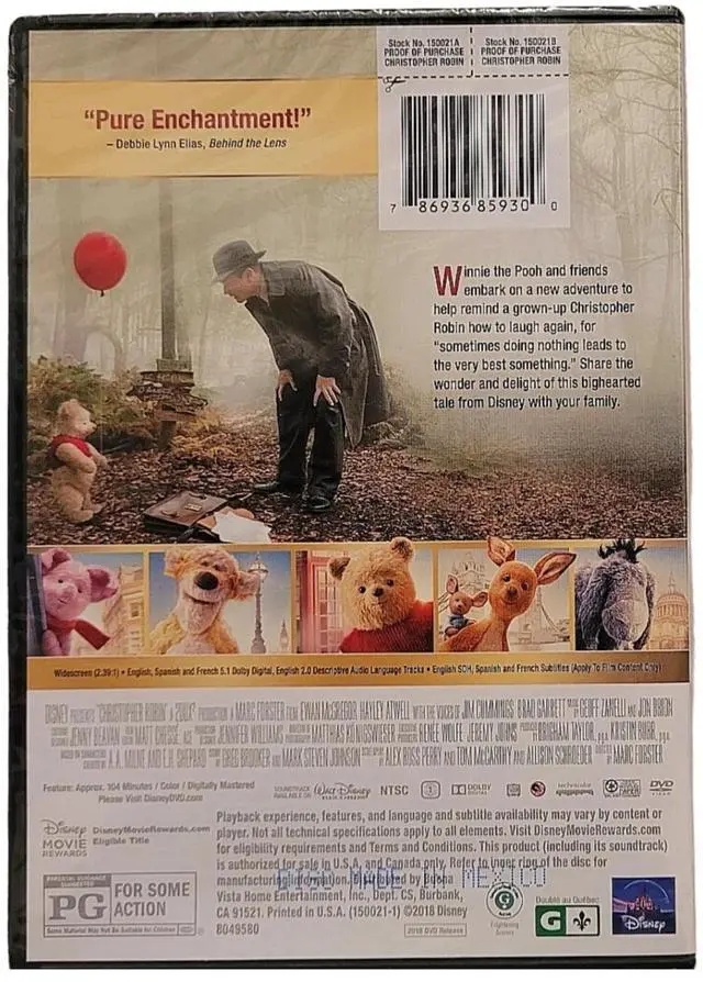 Alt view image 2 of 4 - Disney Christopher Robin DVD | Family Adventure Movie with Winnie the Pooh & Friends | Heartwarming Live-Action Tale