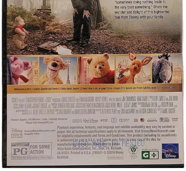 Alt view image 4 of 4 - Disney Christopher Robin DVD | Family Adventure Movie with Winnie the Pooh & Friends | Heartwarming Live-Action Tale