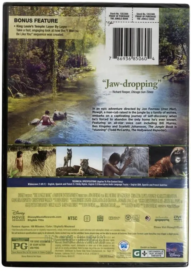Alt view image 2 of 4 - Disney The Jungle Book DVD | Live-Action Adventure Movie | Family Fantasy Film with Bonus Features