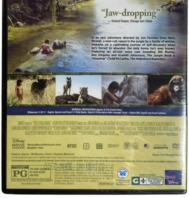 Alt view image 4 of 4 - Disney The Jungle Book DVD | Live-Action Adventure Movie | Family Fantasy Film with Bonus Features