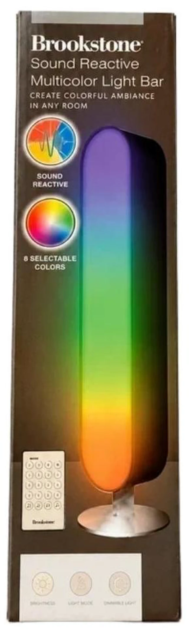 Main image of Brookstone Sound Reactive Multicolor LED Light Bar Remote 8 Colors USB Gaming Room Lamp