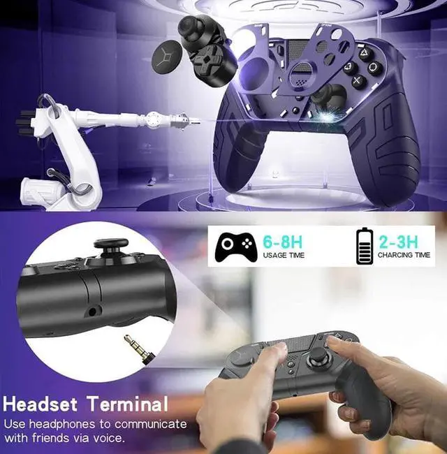 Alt view image 7 of 7 - WISDUM Wireless Game Gamepad For PS4 Elite/Slim/Pro Dualshock 4 Controller With Programmable Back Button Support Turbo