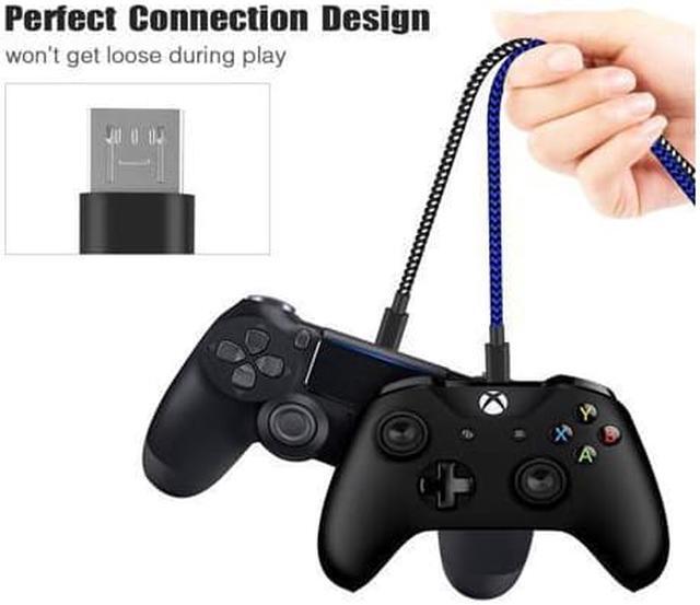 Alt view image 2 of 5 - WISDUM PS4 Controller Charger Charging Cable 10ft 2 Pack Nylon Braided Extra Long Micro USB 2.0 High Speed Data Sync Cord Compatible for Playstaion 4 PS4 Slim/Pro Xbox One S/X Controller Android Phone
