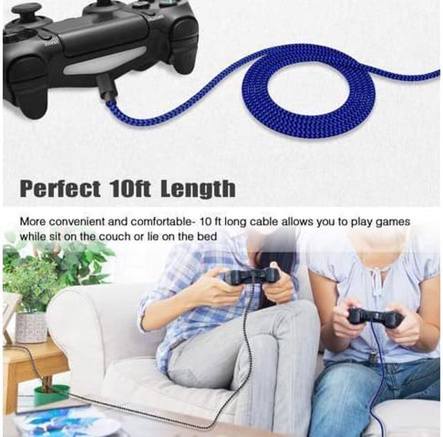 Alt view image 5 of 5 - WISDUM PS4 Controller Charger Charging Cable 10ft 2 Pack Nylon Braided Extra Long Micro USB 2.0 High Speed Data Sync Cord Compatible for Playstaion 4 PS4 Slim/Pro Xbox One S/X Controller Android Phone