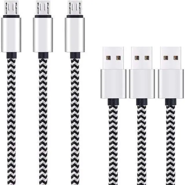 Main image of WISDUM Micro USB Cable 10ft 3Pack by High Speed 2.0 USB A Male to Micro USB Sync Charging Nylon Braided Cable for Android Phone Charger Cable Tablets Wall and Car Charger Connection