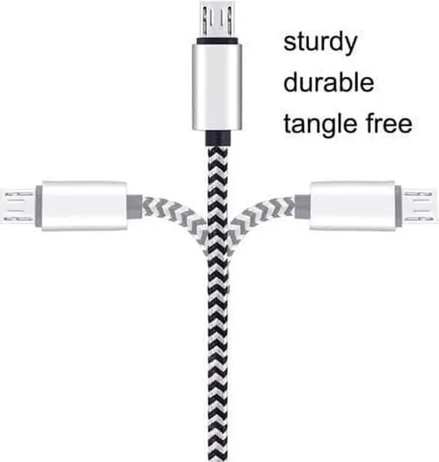 Alt view image 4 of 6 - WISDUM Micro USB Cable 10ft 3Pack by High Speed 2.0 USB A Male to Micro USB Sync Charging Nylon Braided Cable for Android Phone Charger Cable Tablets Wall and Car Charger Connection
