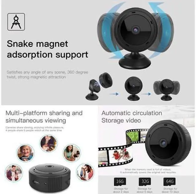 Alt view image 2 of 7 - WISDUM Spy Camera Wireless Hidden Mini WiFi Camera 1080P HD Smallest Security Cameras for Home Car Office with Wide Angle Video Recorder Night Vision Loop Recording APP Support W10