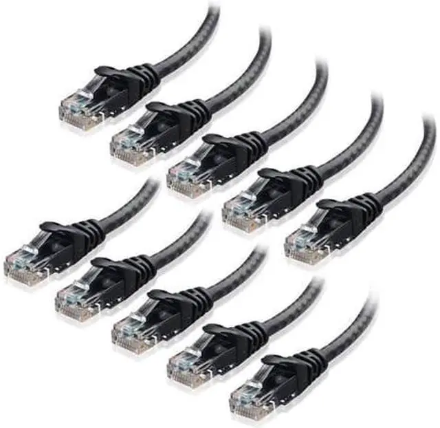 Main image of WISDUM CAT6 Ethernet Cable LAN Network RJ45 Internet Patch Cord 10Pack Black 30ft Bare Copper 30 ft.