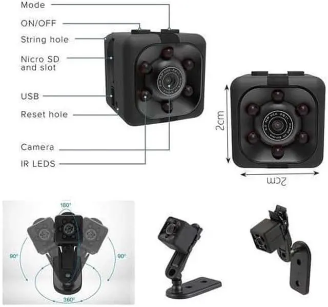 Alt view image 6 of 7 - WISDUM Mini Spy Hidden Camera with 32G TF Card HD 1080P Audio Video Recording Night Vision Motion Detection Surveillance Small Dog Camera Nanny Cam Baby Monitor Home Security Camera