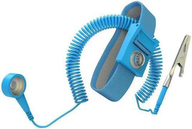 Alt view image 4 of 4 - WISDUM 2 Pcs Blue Coil Cable ESD Anti Static Antistatic Wrist Strap Wristband 6 ft