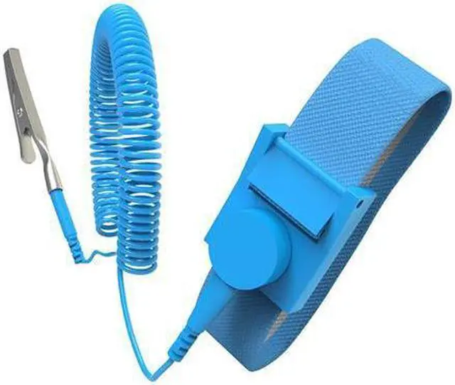 Alt view image 2 of 4 - WISDUM 2 Pcs Blue Coil Cable ESD Anti Static Antistatic Wrist Strap Wristband 6 ft