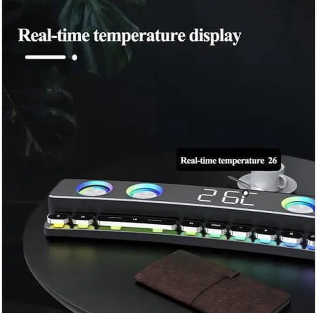 Alt view image 4 of 7 - WISDUM RGB PC Gaming Speaker Bluetooth Wireless Game Speaker Soundbar USB 3D Stereo Subwoofer AUX FM Home Clock Indoor Sound Bar Computer Loudspeaker 3600mAh