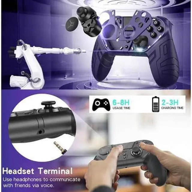 Alt view image 2 of 7 - WISDUM Wireless Game PS4 Gamepad Controller For PS4 Elite/Slim/Pro Console For Dualshock 4 Gamepad With Programmable Back Button Support PC Black