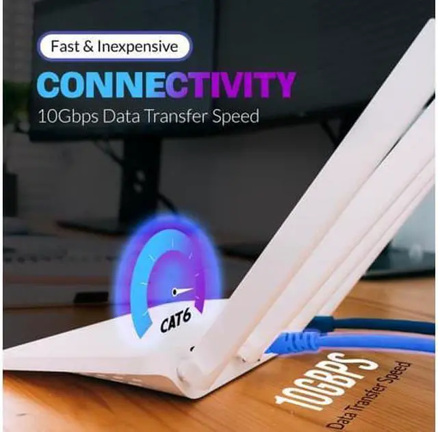 Alt view image 6 of 7 - WISDUM Cat6 Ethernet Patch Cable RJ Pure Bare Copper Wire LAN Network Internet Patch Cord Internet Router 10-Pack Blue 15ft
