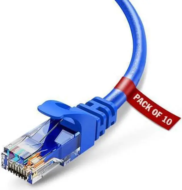 Alt view image 2 of 7 - WISDUM Cat6 Ethernet Patch Cable RJ Pure Bare Copper Wire LAN Network Internet Patch Cord Internet Router 10-Pack Blue 3ft