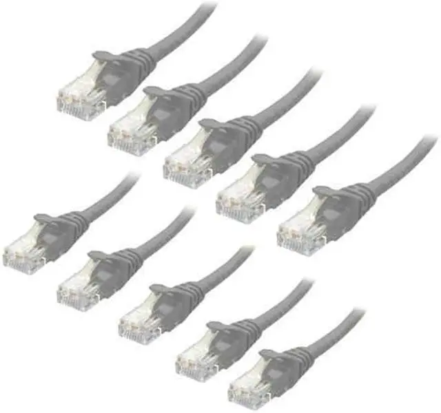 Main image of WISDUM Cat6 Ethernet Patch Cable RJ Pure Bare Copper Wire LAN Network Internet Patch Cord Internet Router 10-Pack Gray 1ft