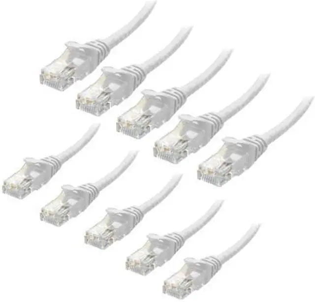 Main image of WISDUM Cat6 Ethernet Patch Cable RJ Pure Bare Copper Wire LAN Network Internet Patch Cord Internet Router 10-Pack White 10ft