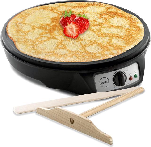 Lumme Crepe Maker - Nonstick 12-inch Breakfast Griddle Hot Plate Cooktop  with Adjustable Temperature Control and LED Indicator Light, Includes  Wooden Spatula and Batter Spreader. 