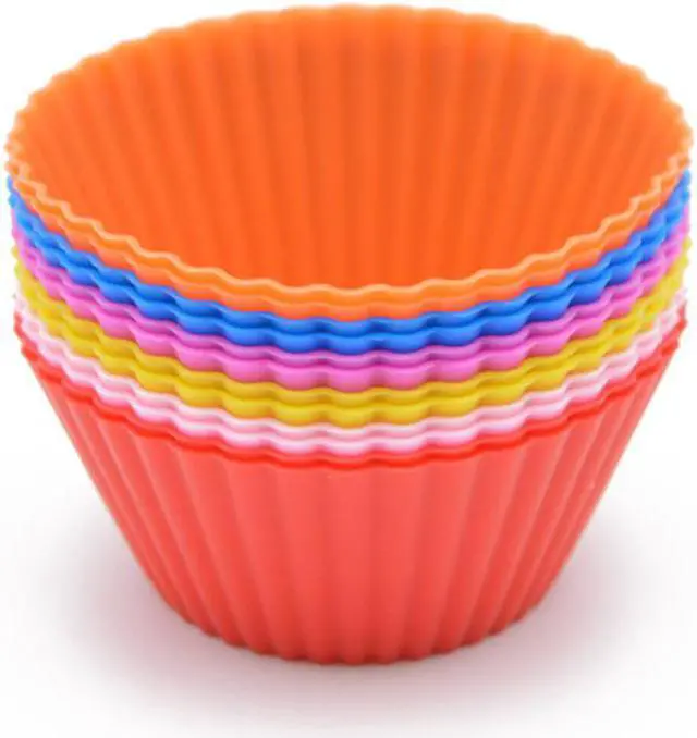 Alt view image 4 of 4 - Reusable Silicone Baking Cups, Pack of 12, Multicolor. Muffin Pans and Cupcake Non Stick Muffin Cups Silicone Cake Baking Cups