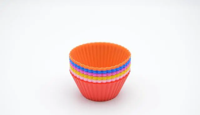 Alt view image 3 of 4 - Reusable Silicone Baking Cups, Pack of 12, Multicolor. Muffin Pans and Cupcake Non Stick Muffin Cups Silicone Cake Baking Cups