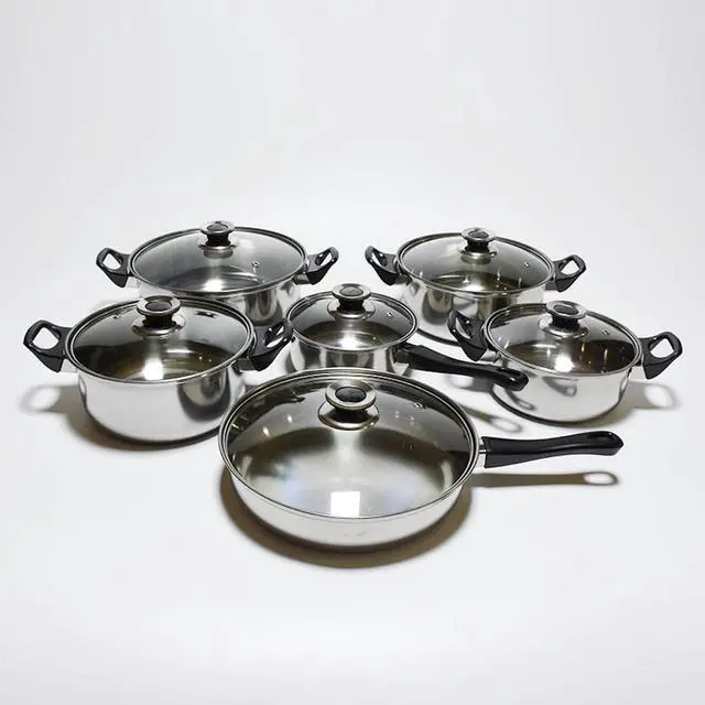 Alt view image 3 of 6 - Stainless Steel 12-Piece Cookware Set, Silver, kitchen casserole set, cooking set