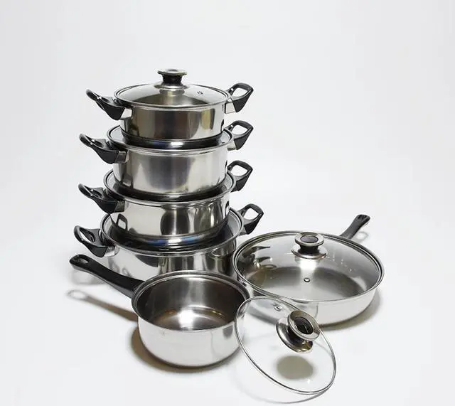 Alt view image 2 of 6 - Stainless Steel 12-Piece Cookware Set, Silver, kitchen casserole set, cooking set