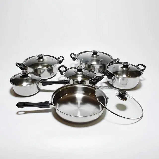 Alt view image 4 of 6 - Stainless Steel 12-Piece Cookware Set, Silver, kitchen casserole set, cooking set