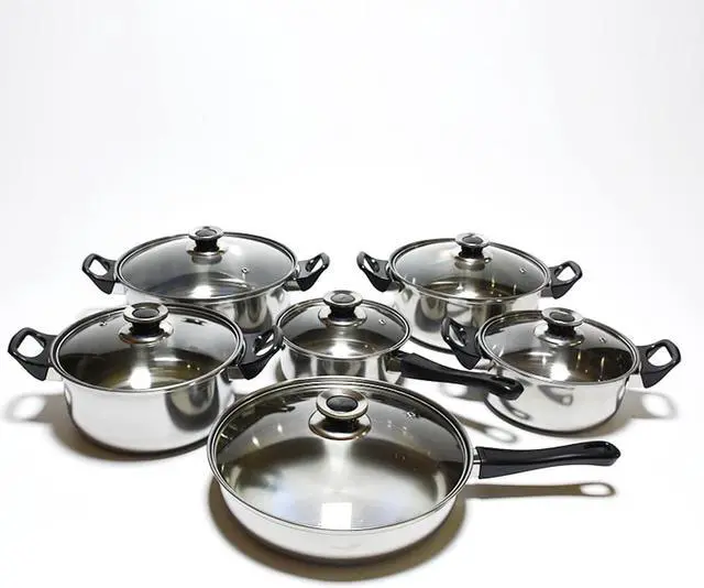 Alt view image 6 of 6 - Stainless Steel 12-Piece Cookware Set, Silver, kitchen casserole set, cooking set