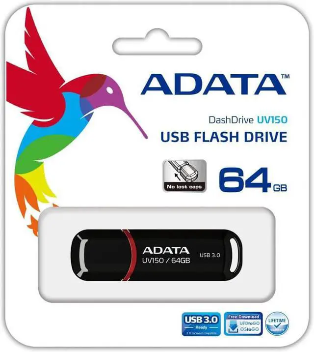 Alt view image 3 of 7 - ADATA USB Memory 64GB USB3.0 with Cap Black AUV150-64G-RBK