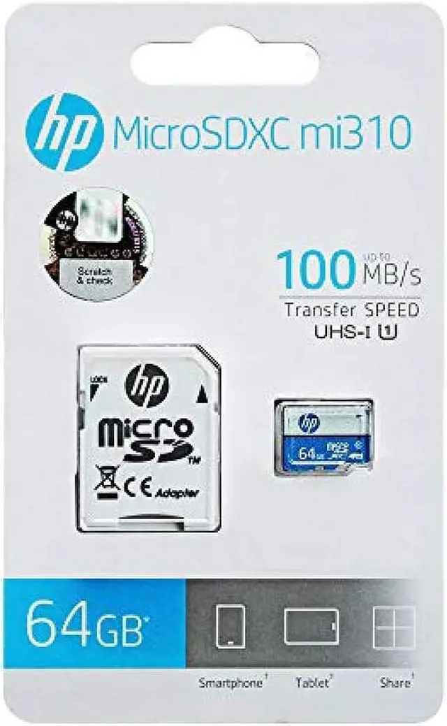 Alt view image 4 of 4 - Hewlett-Packard (HP) Brand microSD U1 High Speed Memory Card 64GB / HFUD064-1U1BA