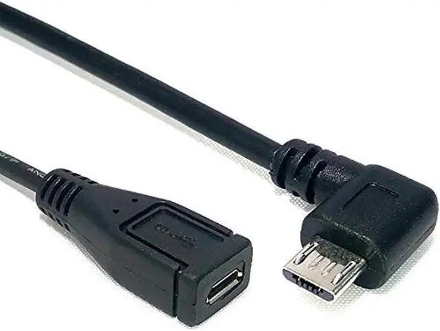 Main image of Audio Fan Conversion Adapter L-shaped microB Female-microB Male USB2.0 Black Rightward 0.2m