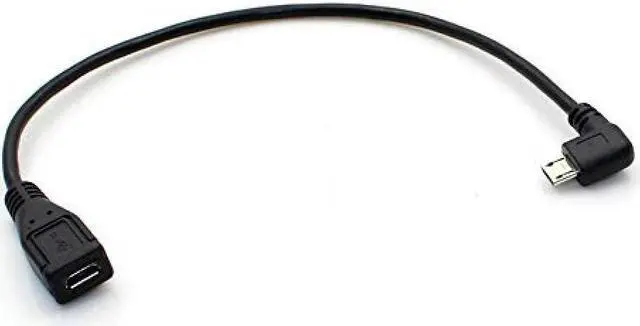 Alt view image 3 of 3 - Audio Fan Conversion Adapter L-shaped microB Female-microB Male USB2.0 Black Rightward 0.2m