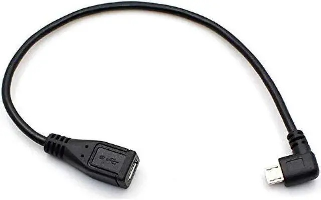 Alt view image 2 of 3 - Audio Fan Conversion Adapter L-shaped microB Female-microB Male USB2.0 Black Rightward 0.2m