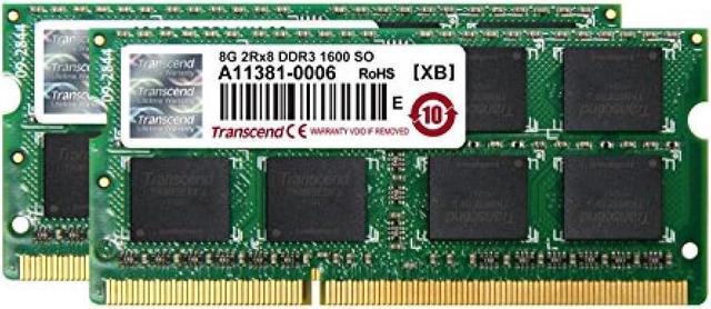 Old model Transcend Notebook PC memory PC3-12800 DDR3 1600 16GB 1.5V 204pin  SO-DIMM Kit (8GB x 2) JM1600KSH-16GK
