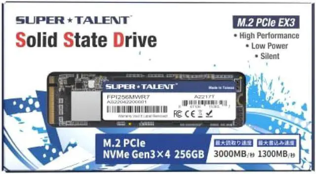 Alt view image 2 of 9 - Super Talent Super Talent Internal SSD 256GB PCIe Gen3x4 NVMe M.2 Up to 3000MB/s FPI256MWR7 Domestic Product