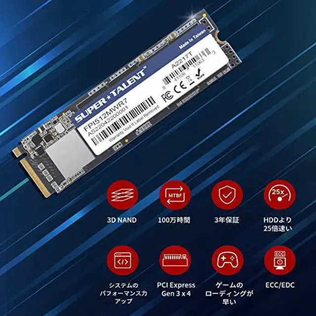 Alt view image 7 of 9 - Super Talent Super Talent Internal SSD 512GB PCIe Gen3x4 NVMe M.2 Up to 3000MB/s FPI512MWR7 Domestic Product