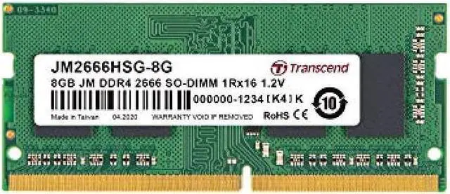 Alt view image 4 of 10 - Transcend JetRam 8GB (1 x 16GB) 260-pin SO-DIMM DDR4 2666 MHz CL19 Memory (JM2666HSG-8G)