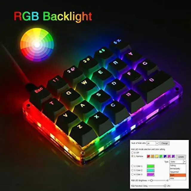Alt view image 7 of 7 - Fully programmable mechanical keyboard Customizable gaming keyboard 23 keys Macro key RGB backlight One-handed small keyboard Shot cut key DIY keyboard for programmers (white red axis RGB)