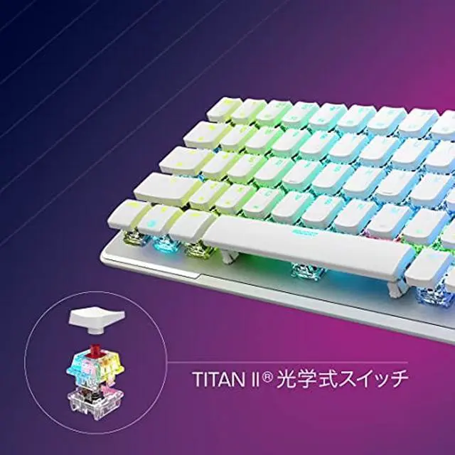 Alt view image 2 of 7 - ROCCAT Gaming Keyboard Vulcan II Mini US ANSI English Array Wired White/White Optical Linear Mini (65%) RGB Windows 7 or later