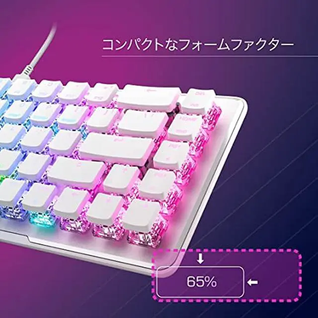 Alt view image 3 of 7 - ROCCAT Gaming Keyboard Vulcan II Mini US ANSI English Array Wired White/White Optical Linear Mini (65%) RGB Windows 7 or later