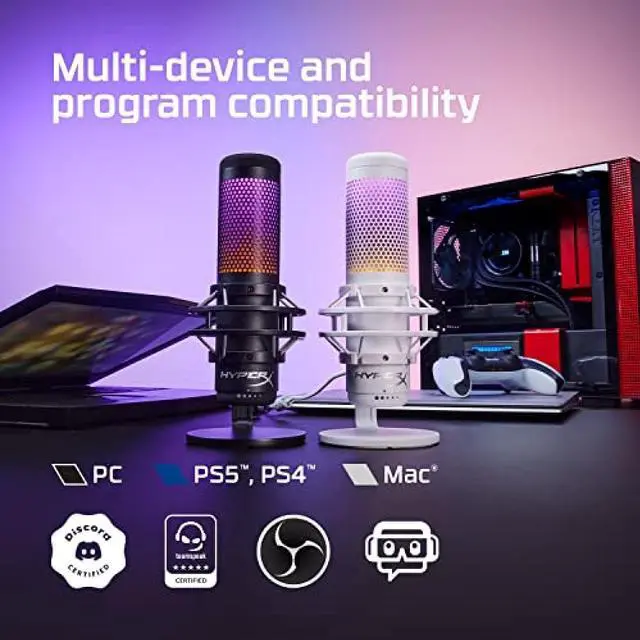 Alt view image 12 of 13 - HyperX QuadCast S - USB Microphone (White-Grey) - RGB Lighting